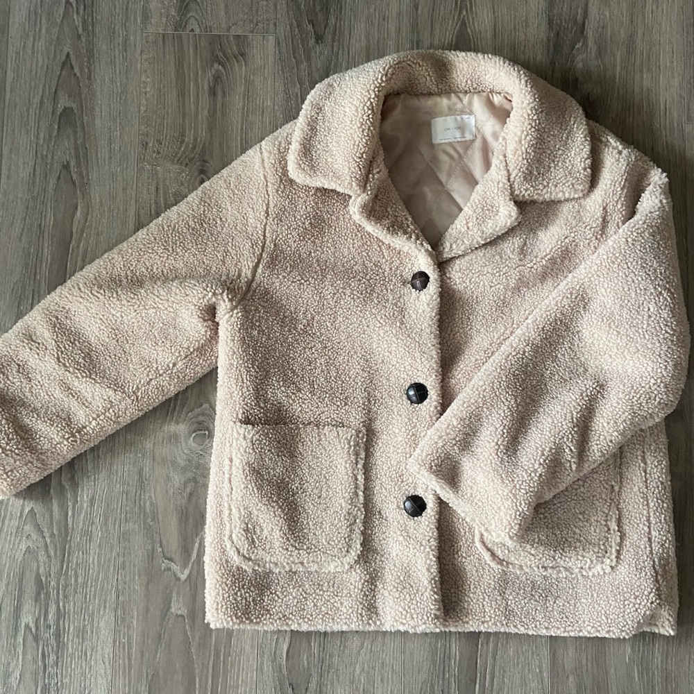 OAK + FORT Cozy Cream Teddy Bear Jacket
